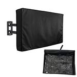 Outdoor Waterproof TV Cover with Clear Front Flap 55-58" Universal Weatherproof Dustproof Black Double Decker Flat Screen Cover with Remote Control Pocket Patio Television Protector for Outside LCD LED Plasma TV Set(55-58", Transparent)