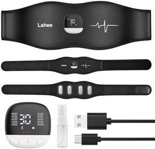 Lahee EMS Abdominal Belt, Stainless Steel Electrode Pad, No Gel Sheet, Abs, Muscle Training, Training Machine, Calorie Display, 10 Modes, 30 Intensity Levels, Unisex, USB Rechargeable, Muscle