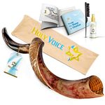 Kosher Kudu Shofar Horn from Israel – Traditional Half Polished Yemeni Shofar Includes Carrying Bag, Brush, Anti Odor Spray and Blowing Guide - Holy Easy Blowing Ancient Musical Instrument (32"-36")