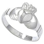 Classic Irish Celtic Claddagh Band Ring With Cut-Out Heart - 925 Sterling Silver - Irish Celtic Jewellery – Size R