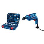 Bosch 2.607.002.790 All-in-One Metal Hand Tool Kit (Blue, 108-Pieces) & GSB 501 500-Watt Professional Impact Drill Machine (Blue) Combo