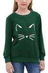 GORLYA Girl's Pullover Tops Cute Cartoon Graphic Print Sweatshirt Clothes for 4-14 Years Kids (GOR1059, 7-8Y, Green)