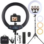 21 inch LED Ring Light with Tripod Stand, Video Ring Light for Selfie Photography Vlog Recording Conference Meeting Studio Portrait YouTube TikTok Makeup with Carrying Bag and Remote Control, CRI>97