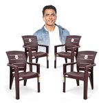 AVRO FURNITURE 9955 Plastic Chairs, Set of 4 Matt Pattern Plastic Chairs for Home, Living Room, Bearing Capacity up to 200Kg Strong and Sturdy Structure, Brown