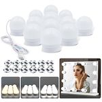 SANLION Hollywood Mirror Lights,12 LED Vanity Mirror Lights ，with USB Cables, 3 Colour Changing & 10 Brightness for Dressing Table Room, Bathroom, Bedroom