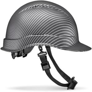 Acerpal Cap Style Non-Vented Grey Silver Classic Matte Finish Carbon Fiber Design OSHA Hard Hat with 6-Point Suspension