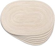 Noctiflorous Oval Braided Placemats 12x18 Inch Table Mats Set of 6 for Dining Tables Natural Woven Heat Resistant Place Mats (Oval Beige)