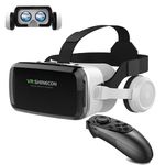 3D VR Headset Compatible for iPhone 15 16 pro Max Mini X R 11 12 Samsung 4.7-6.7" Android Cellphone, Virtual Reality VR Glasses for Movies & Video Games IMAX with Remote Controller