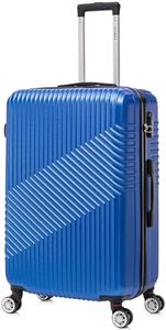 FLYMAX 24" Medium Suitcase Super Lightweight 4 Wheel Spinner Hard Shell ABS Luggage Hold Check in Travel Case Navy