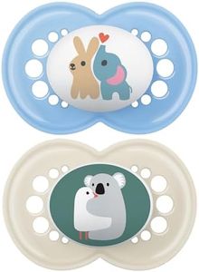 MAM Original Pacifier (2 pack, 1 Sterilizing Pacifier Case), Pacifiers 16 Plus Months, Unisex Baby Pacifier, Best Pacifiers for Breastfed Babies White