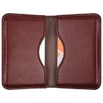 Business Card Holder, Wisdompro 2-Sided PU Leather Folio Name Card Holder Wallet Case with Magnetic Shut for Men and Women, Ultra Slim and Thin - Brown