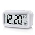 Digital Alarm Clock for Kids,Battery Operated,Large Display,Smart Night Light Easy Setup Desk Clocks for Bedroom (White)