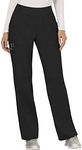 Cherokee WW Revolution Women's Mid Rise Straight Leg Pull-on Pant, Medium Petite, Black