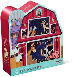 Crocodile Creek - Barnyard 123-36 Piece Jigsaw Floor Puzzle with Heavy-Duty Box for Storage, Large 20" x 27" Completed Size, Designed for Kids Ages 3 Years and up