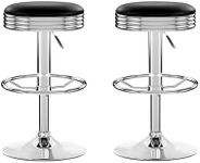 Artiss Bar Stools Stool Set of 2 Adjustable Kitchen Swivel Counter Barstools Dining Chair Chairs Gas Lift Black in 59-81cm Seat Height Floor for Home Bar Dining Room Cafe Outdoor Indoor