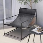 Grand patio Outdoor Modern Sling Accent Lounge Chair, Removable Headrest - Black Armchair