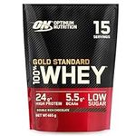 Optimum Nutrition Gold Standard 100% Whey Muscle Building and Recovery Protein Powder With Naturally Occurring Glutamine and BCAA Amino Acids, Double Rich Chocolate Flavour, 15 Servings, 465 g