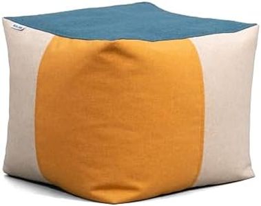 Big Joe Square Ottoman Outdoor Bean Bag Footrest, Sunset Block Intertwist, Weather Resistant UV-Protected Fabric, 2 feet