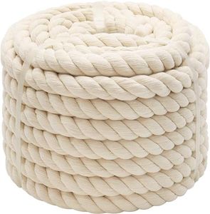 1OO% Cotton Rope (1 inch x 48 feet) Natural Thick Twisted Rope for Crafts, Sports Tug of War, Hammock, Home Decorating Wedding Rope