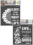 CrafTreat Stencils for Painting on Wood, Canvas, Paper, Fabric, Floor, Wall and Tile - Bright Side of Life and Smile Now - 2 Pcs - 6x6 Inches Each - Reusable DIY Art and Craft Stencils for Home Decor