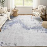 Cinknots Modern Abstract Area Rugs Soft Distressed Rugs Living Room Bedroom Home Decor Carpet Non-Slip Floor Mat (Abstract Blue/Grey/Multi, 160 x 200 cm)