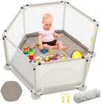 ZENOVA Hexagonal Baby Playpen with Mat for Babies & Toddlers Baby Fence Baby Play Yard for Baby 6-12 Months Indoor Toddler Playplen with Carrybag