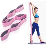 DEHUB Stretch Strap, Elastic Yoga Stretching Strap, Multi-Loop for Physical Therapy, Pilates, Yoga, Dance & Gymnastics Exercise and Flexible Pilates Stretch Band (Pink)