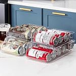 ROWNYEON Fridge Can Dispenser Fridge Organisers Rolling Can Dispenser 2 Teir Foldable Beer Can Holder Fridge Soda Can Storage for Refrigerator Kitchen Cupboard Pantry Countertop,XL