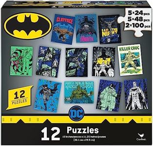 Spin Master Games DC Comics, Batman 12 Pack Jigsaw Puzzles Superhero Gotham Killer Croc Dark Knight Clayface Riddler Penguin, for Adults & Kids Ages 4 and up, Multicolor