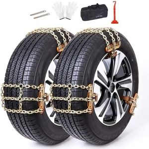 E-Longwell Snow Chains, 225-295mm Universal Tire Chains for Car, SUV, RV, Pickup Trucks, Adjustable Emergency Anti-Skid Thickening Tire Traction Chain (6 Packs)