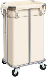 Laundry Basket with Wheels, Rolling Laundry Hamper with Removable Bag, 100L Laundry Sorter Cart, Narrow Slim Clothes Hamper Organizer with Sturdy Metal Frame, Beige