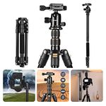 66'' DSLR Camera Tripod, professional compact travel tripod, movie video Projector Stand With 360 degree Ball Head, Bubble Level, Quick Plate And Bag For Slr dslr cameras