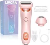 Livora Electric Shaver for Women，Silk Glide Pro Shaver，Rechargeable Electric Trimmer for Bikini, Pubic Hair, Legs, Body, Wet/Dry (Pink)