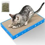 Petslucent Cat Scratching Board, Corrugate Cat Scratcher for Indoor Cats with Box, Cat Scratch Pad with Catnip, Cardboard Cat Scratcher Double-Sided Usability (1PCS)