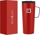 IRON °FLASK Grip Novelty Coffee Mug - Leak Proof, Vacuum Insulated Stainless Steel Bottle, Double Walled, Thermo Travel, Hot Cold, Water Metal Canteen - Fire Red, 24 Oz - Rubber Bottom