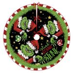 Christmas Tree Skirt 48 Inches Grinch Tree Skirt Soft Plush Xmas Tree Skirt New Year Farmhouse Christmas Tree Decorations Christmas Tree Mat for Merry Christmas Party Supplies