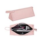 BoBostarky Portable Travel Case Storage Bag Compatible for Dyson Supersonic Hair Dryer and Dyson Airwrap Styler, PU Leather Protective Travel Carrying Case Compatible for Dyson (Pink)