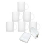 MR.R 11oz Set of 6 Sublimation Blanks Frosted Glass Mug,Coffee Mugs with Handle for Heat Thermal Coating Transfer