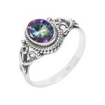 Mystic Topaz Stone Ring 925 Sterling Silver Statement Ring For Women Size UK S Natural Gemstone Ring Handmade Ring Christmas Gifts Ring Jewelry