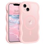 BENTOBEN Magnetic for iPhone 13 Case & iPhone 14 Case, Kawaii iPhone 13/14 Wave Case for Women Girls [Compatible with Magsafe] Frame Shape Soft Matte Shockproof Protective Phone Case Cover 6.1'', Pink