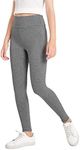 Milumia Girl's Wideband Waist Leggings High Waisted Tights Workout Yoga Pants Light Grey 14 Years