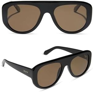 DIFF Morgan Oversized Designer Aviator Sunglasses for Women | UV400 Polarized Protection | Black + Brown