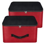 Storite 2 Pack Nylon Underbed Moisture Proof Wardrobe Organizer Storage Bag for Clothes With Zipper Closure and Handle Square - (Red & Black, 38.1x25.4x35.5 cm)