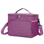 WANDF Insulated Lunch Bag Cooler Lunch Box for Women Men Leakproof Reusable Lunch Tote Bag for Work School Picnic Beach Waterproof Lunch Bag with Adjustable Shoulder Strap for Kids Adult (Purple)