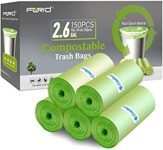 FORID Small Trash Bags - 2.6 Gallon Compostable Garbage Bags 150 Count Mini Strong Trash Can Liners 10 Liter Unscented Wastebasket Bags for Kitchen Bathroom Home Office (5Rolls/Green)