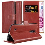 cadorabo Book Case works with LG STYLUS 2 in WINE RED - with Magnetic Closure, Stand Function and Card Slot - Wallet Etui Cover Pouch PU Leather Flip