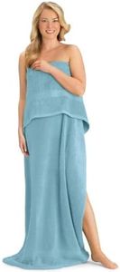 Collections Etc Extra Long Cotton Bath Sheet Light Blue