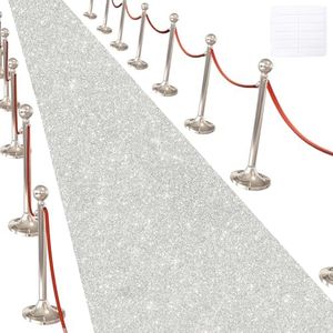 Glitter Carpet Runner for Party -200 GSM Thickness Non-Woven Fabric Runner Rug with Adhesive Tape, Hollywood Carpet for Event, Aisle Runner for Wedding Ceremony (Glitter White, 2.6FTx15FT)