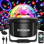 Disco Lights, 7 Colour Lighting Music-sensing Party Lights, 360°Rotation Disco Ball Lights with Remote Control, USB Powered Strobe DJ Lights for Kids, Party, Christmas Light, Home Disco, Club, Gift