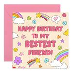 Central 23 Friends Birthday Card - To My Bestest Friend - Bestie Bff - Doodle - Best Friend Birthday Card Female - Greeting Card For Colleagues Her - Comes With Stickers